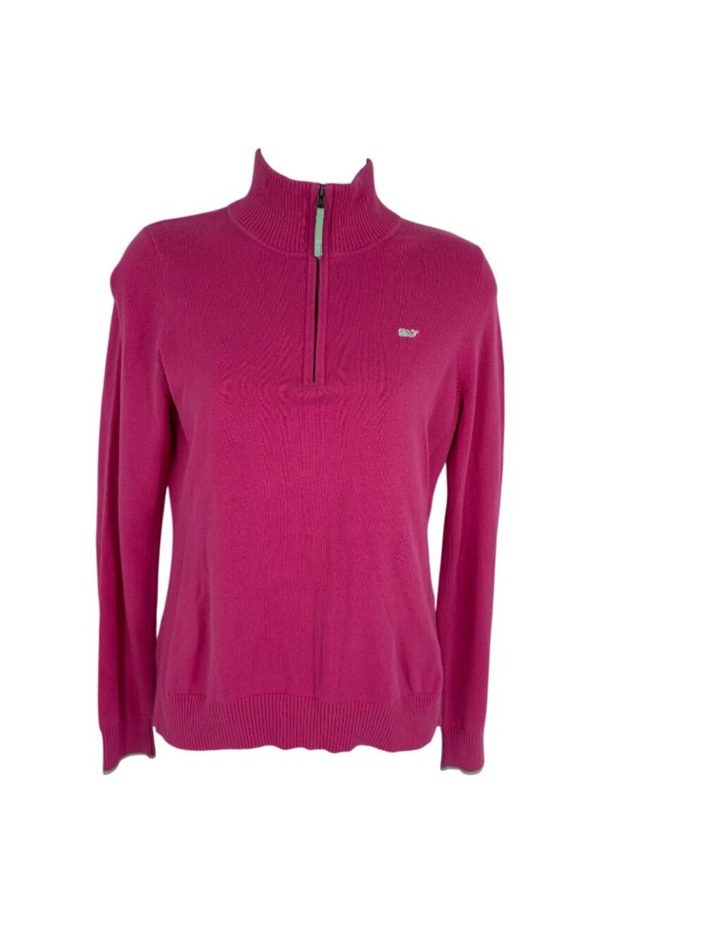 Vineyard Vines Pink Long Sleeve Mock Neck 1/4 Zip Cotton Sweater Women's Size S